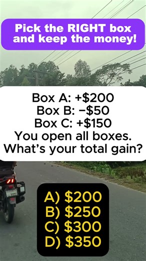 Money Boxes Puzzle: +200, −50, +150 💰 | Total Gain? | Quick Math | IQ VistaX #iqvistax #brainteaser