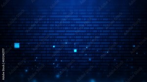 Futuristic binary code flows across a 4K background, emphasizing digital security and motion in a connected, science-driven world.