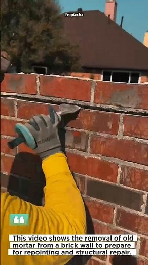 Brick Wall Repointing Process #Masonry #BrickRepair #Construction