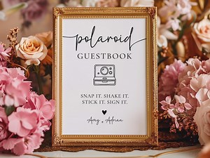 Polaroid Guest Book Wedding Sign, Minimalist Photo Guestbook Wedding Sign, Modern Polaroid Guestbook Signage, Canva Template, Printable Sign - Etsy
