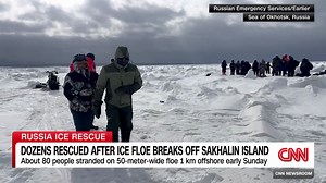 Dozens rescued after being trapped on ice floe in Russia's Far East
