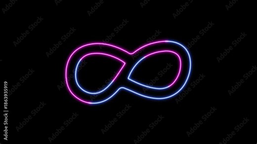 Infinity Symbol Neon Sign Loop in 4K Stock Video for Futuristic Tech, UI Motion Background Visual FX