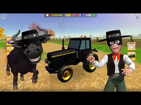 Mi Tractor Negro y El Toro Negro Enojado | Game #85 | El Pollito y El Tractor Game