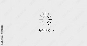 Updating progress bar circle computer screen animation loop isolated on white background with blinking lines search bar screen in 4K. Computer loading screen