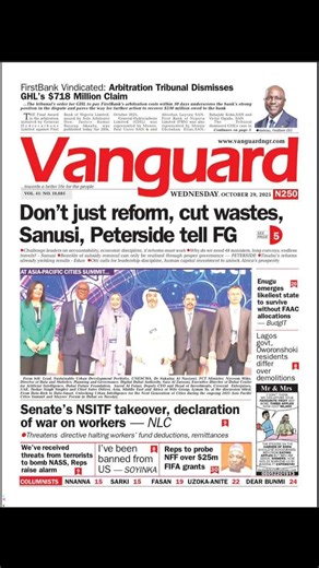 Nigerian Newspaper Headlines Today Wednesday, 29th October, 2025. Punch Newspapers Nigerian Tribune Vanguard News Daily Trust Guardian Nigeria Leadership News thisdaylive.com The Sun Nigeria | Comr. Efficacy | Facebook