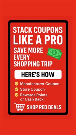 How to Stack Coupons for Maximum Savings 🔥 Stack Coupons Like a Pro | Save More Every Shopping Trip 💸 Caption: Want to stretch your savings even further? Learn to stack coupons like a pro 🧾💥 Here’s how it works: 🔹 Manufacturer Coupon = from the product brand 🔹 Store Coupon = from the retailer 🔹 Rewards Points or Cash Back = bonus savings 💡 Example: Walgreens lets you stack a manufacturer coupon store coupon rewards = triple win! Once you master stacking, you’ll never shop the same way ag