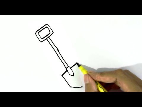 How to draw a shovel easy steps for children, kids, beginners