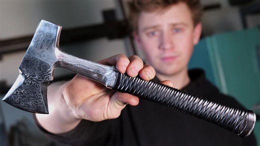 Making a stunning Damascus hatchet!