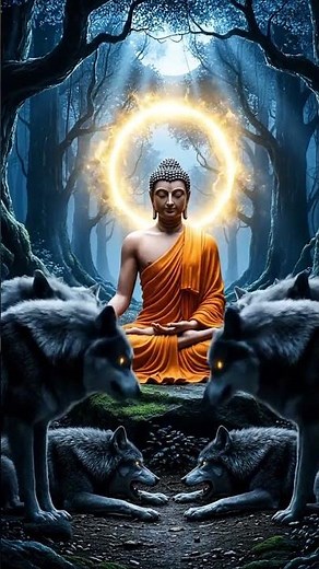 BUDDHA Tames the hungry WOLVES 🐺🌕 #Buddha #Wolves #Peace #Compassion #Meditation #Shorts