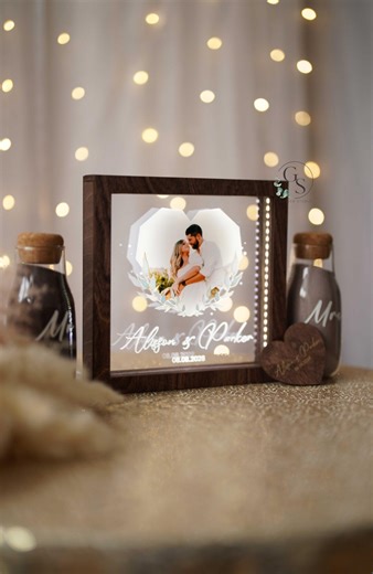 Personalized Unity Sand Ceremony Frame With Photo & LED Light, Wedding Keepsake Shadow Box - Etsy