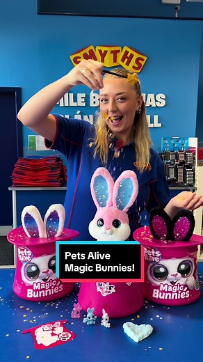 Abracadabra! 🪄 Meet your cutest new Magical Assistants - the Pets Alive Magic Bunnies! 🐰 ❤️ With over 30 spellbinding interactive surprises, there is so much magical fun to be had! 😍 Will you find the black, pink or white magic bunny? You can collect them all to be the ultimate magician! 😎 Product codes: 236165, 236164, 235053 #smythstoys #magic #bunny #magictrick #magictricks #collection #rabbit #magicbunny #zuru #toytok #demo #fyp #trend