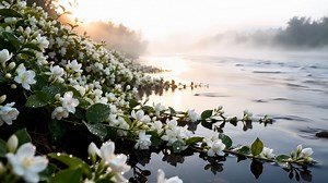 Jasmine, Flowers, River. Free Stock Video