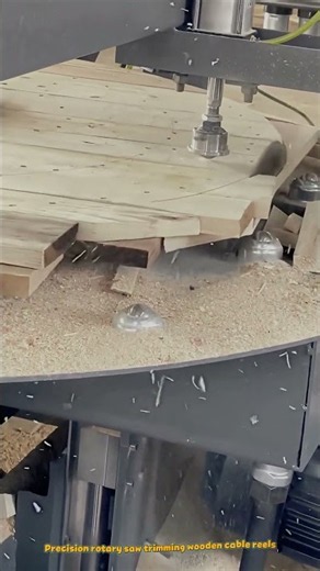Automated Rotary Wood Cutting Machine for Cable Drum Flange Production