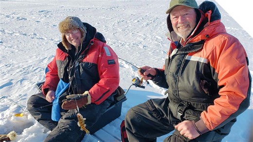 Ice fishing for perch using new eye drops!