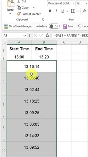 generate any random time #ExcelForBeginners #AdvancedExcel