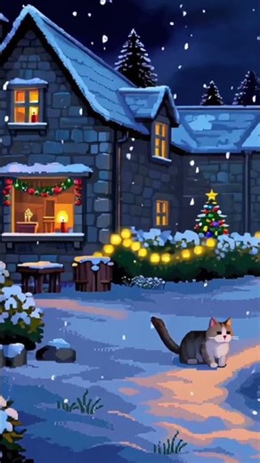 ❄️ Snowy Garden Scene | Cat & Cozy Home Vibes 🐾