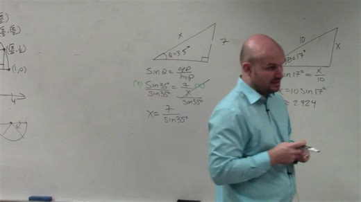 Pre-calc unit 3 find the missing side of a right triangle using sine