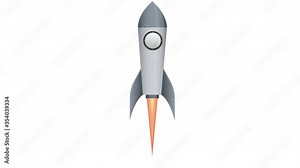 Rocket. Rocket launch animation, alpha channel enabled. Cartoon