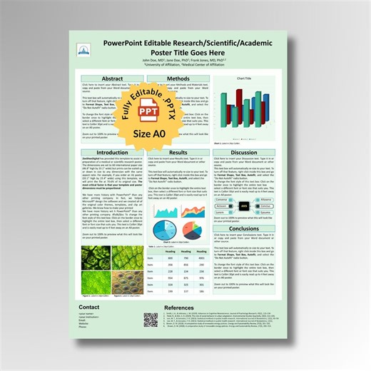 Scientific Poster Template A0 Powerpoint | Editable Academic Research Conference Poster - Etsy