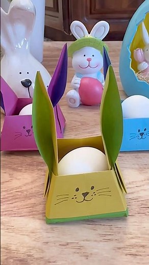 Origami Easter Bunny Box #origamimaniacs #eastercrafts #easterbunny #easterbasket #paperfolding
