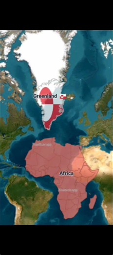 Real map of Greenland and Africa