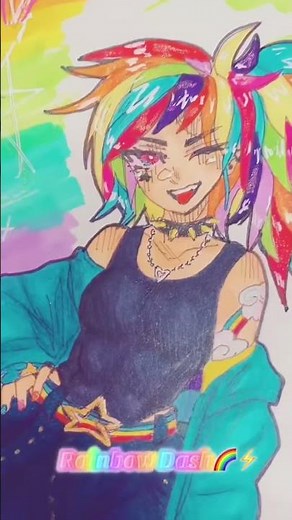 Drawing My little Pony characters as humans Pt.2! Rainbow Dash🌈⚡️ #art #mylitlepony