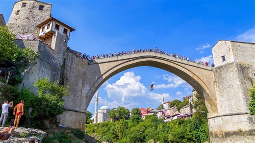 Bosnia's daredevil divers jump off Mostar's UNESCO bridge