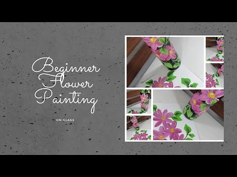 BEGINNER FLOWER PAINTING ON GLASS | Painting Flowers | Tutorial | Relaxing | Aressa1 | 2021