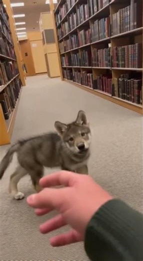 Baby Grey Wolf Pup Exploring a Library 📚✨ #wolf #cute #shorts #wolfpup #babyanimal #cuteanimals