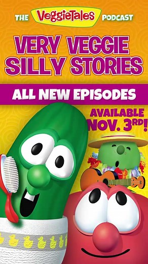 SEASON TWO IS HERE! 📢✨️ Tune in this Friday for more silliness and fun with your favorite Veggies! #VeggieTales #VeggieFans #newpodcast