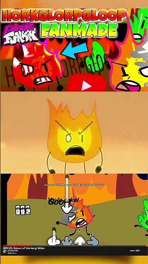 Friday Night Funkin' HORKGLORPGLOOP FANMADE | THE AETHOS MOD | BFDI LEAFY VS FIREY #shorts #bfdi