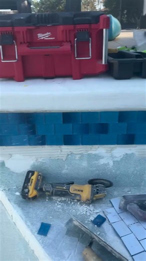 Mid-tile grind Clean lines, perfect finish—watch this transformation! #pooltransformation #pool