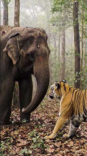 "Elephant Attacks Tiger – Rare and Powerful Jungle Clash#elephantattack#elephant #tiger