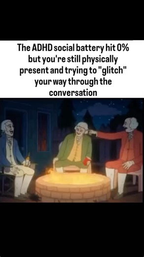 ADHD DOPAMINE | ADHD social battery: 0% 🔋 Me: still here. still nodding. still accidentally saying “yeah totally” with no idea what we’re talking about.... | Instagram