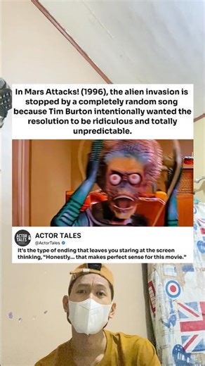In Mars Attacks! (1996), the alien invasion is stopped by a completely random song because Tim