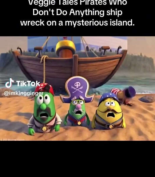 What if the #veggietales Pirates Who Don't Do Anything ship wrecked on a mysterious island? #90sthrowback #nostalgia #90scartoons #animation
