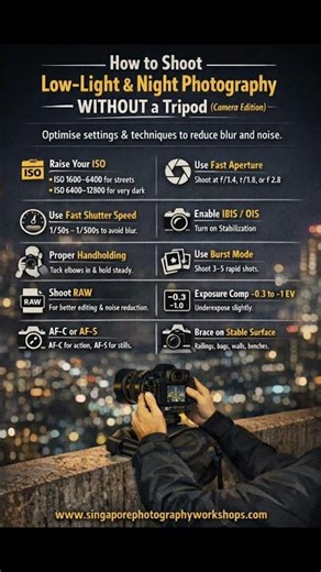 How to photograph in low light without a tripod?#singaporephototours #singaporephotographyworkshops