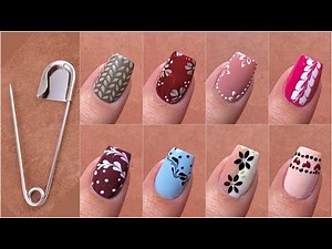 Learn 10 nail art designs using only a safety pin || Nail art for beginners