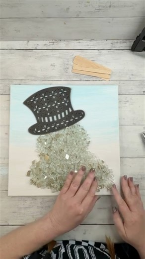 Create a DIY crushed glass snowman on a canvas! ⛄️ 👉 Comment> snowman Full DIY step by step tutorial! I used wood laser cut outs, resin, crushed glass. kits are available! #SnowmanDecor #resincrafts #glassart #shatteredglass | Amber Strong DIY