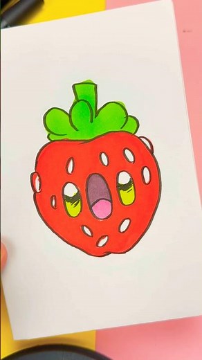 🍓 How to Draw a Kawaii Strawberry ✨ Step by Step