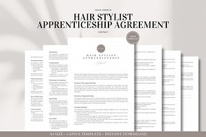 Hair Stylist Apprenticeship Agreement Template Canva and Word | Salon Training Contract for Junior Staff and Mentorship Programs - Etsy