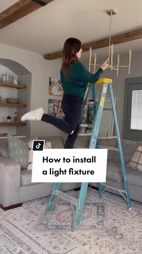 Install a light fixture with me! #diyhack #howto #changealight #diylightfixture #diygirl #lightinginspo #diyhome #lightfixtureupgrade #diytip