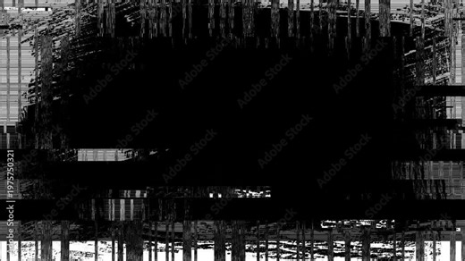 Signal tearing, heavy distortion blocks, broadcast l Collapse Glitch Texture effect. Intense digital malfunction aesthetic suspense trailers, analog television simulations, data corruption themes,