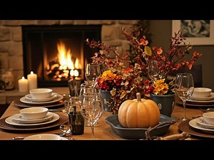 Cozy Thanksgiving Ambience 🎶 Fireplace, Chill Music & Autumn Vibes | 1 Hour Relaxation