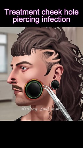 Treatment cheek hole piercing infection #makeupanimation #asmr #brainasmr | Voluptas qui rem ab