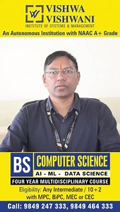 BS AI & ML for MPC, BiPC, MEC Students – Full Course Overview by Professor #AIandML #BSComputerScience #StudentTestimonial #VishwaVishwani #After12thCourses #ArtificialIntelligence #MachineLearning #TopCollegeForAI&ML #HyderabadColleges #BestCollegeForAI&ML #StudentTestimonial #AnyStreamEligible #ArtificialIntelligenceCourse #MachineLearningCourse #topcollegeforBipcstudents #topcollegeformpcstudents #topcollegeforMECstudents #topAutonomouscollegeinHyderabad #topAutonomousCollege #bestcollegeforA