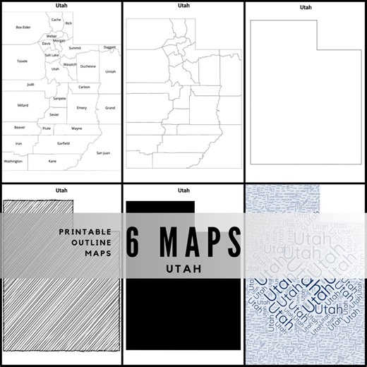 Printable Utah Maps / State Outline and Labeled Geography Sheets / Letter‑size Educational Printables for Teachers and Students - Etsy Australia