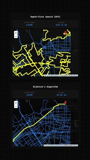 DFS vs Dijkstra on Real Map
