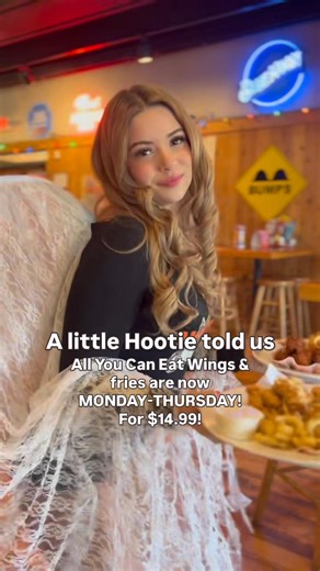… and Hootie knows it all!🦉😍 All You Can Wings (bone in or boneless) & fries are now MONDAY, TUESDAY, WEDNESDAY & NFL THURSDAY! Just like the good old days😎🥰 … for $14.99! | Hooters