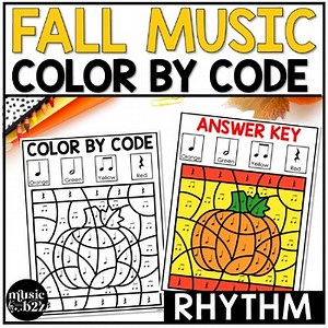 Fall Music Coloring Color by Rhythm Fall Music Worksheets Music Color by Note